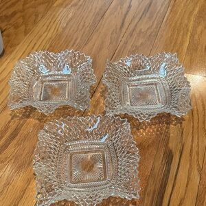 3 Vintage Indiana Glass Diamond Point Candy Dishes